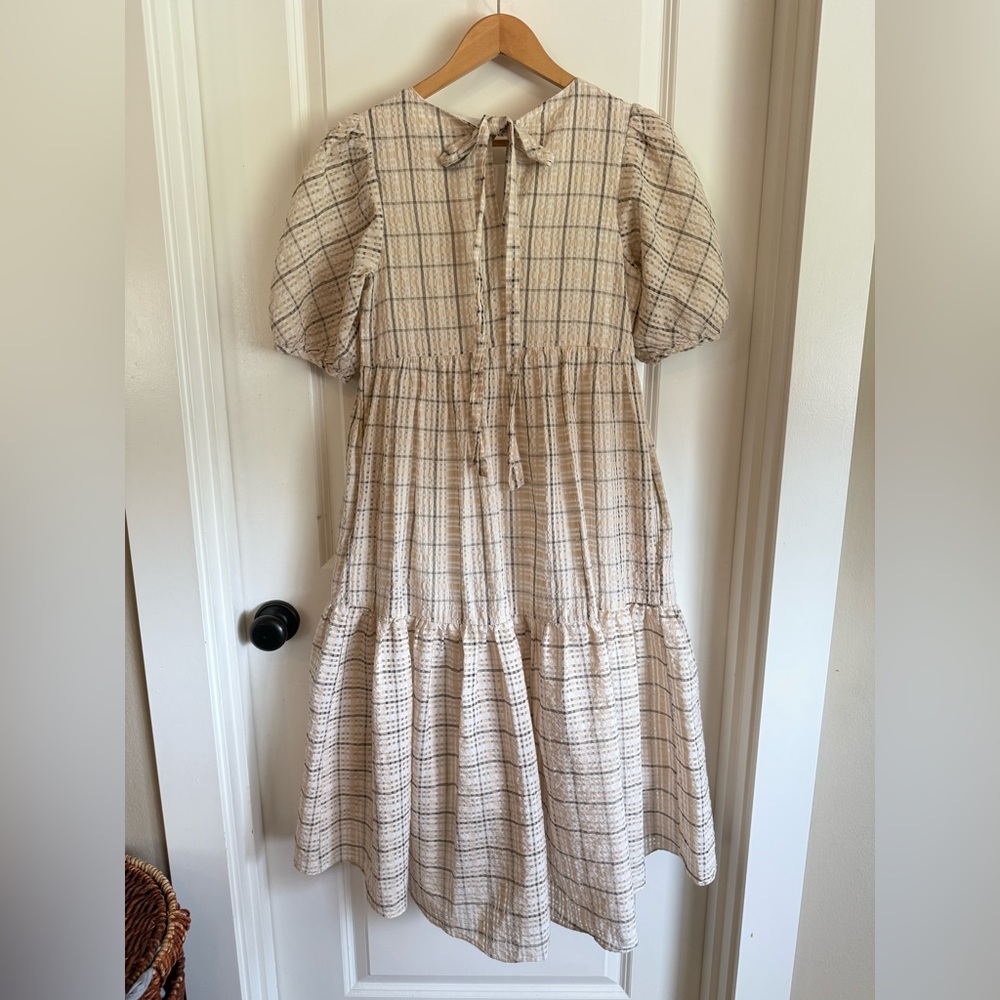 English Factory Cottagecore Cream Colored Puff Sleeve Dress Womens Size XS - Picture 7 of 7